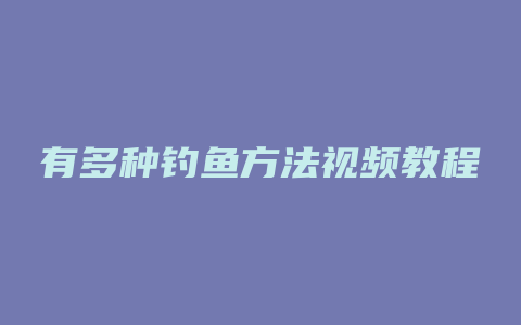 有多种钓鱼方法视频教程