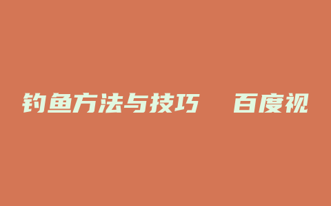 钓鱼方法与技巧  百度视频