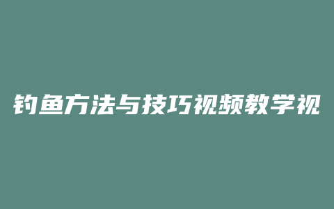 钓鱼方法与技巧视频教学视频