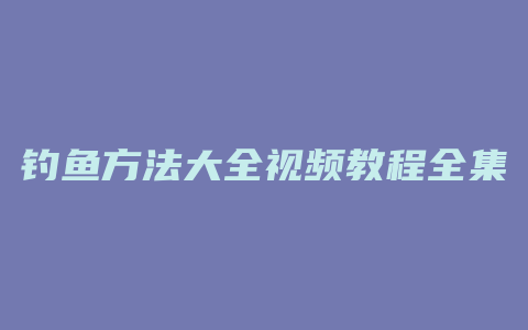 钓鱼方法大全视频教程全集