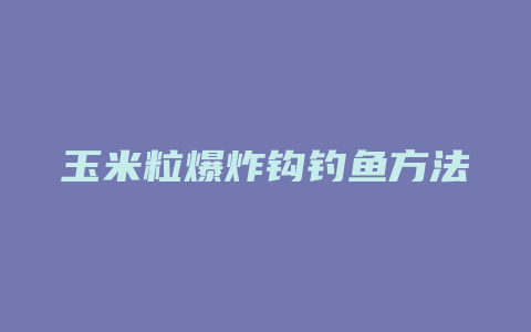 玉米粒爆炸钩钓鱼方法