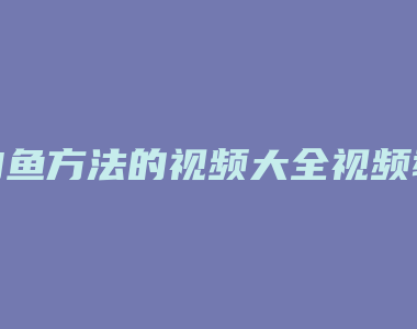 钓鱼方法的视频大全视频教程全集