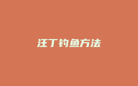 汪丁钓鱼方法