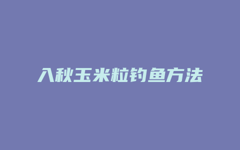 入秋玉米粒钓鱼方法