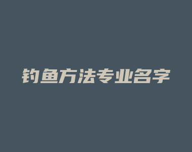 钓鱼方法专业名字