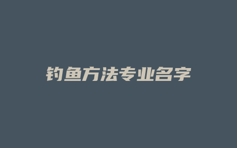 钓鱼方法专业名字