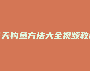 冬天钓鱼方法大全视频教程