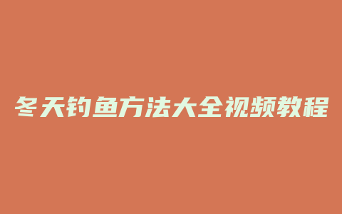 冬天钓鱼方法大全视频教程