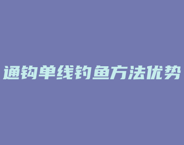 通钩单线钓鱼方法优势