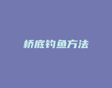 桥底钓鱼方法