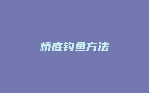 桥底钓鱼方法