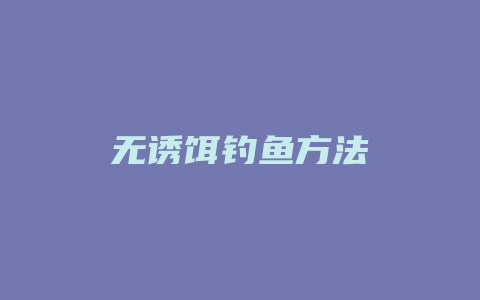 无诱饵钓鱼方法