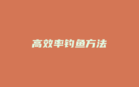 高效率钓鱼方法