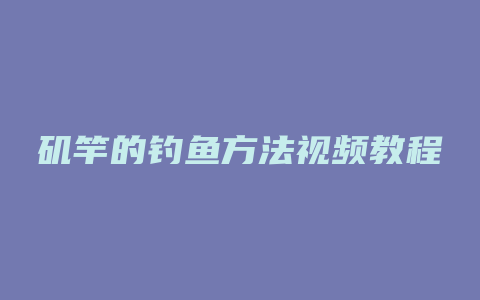 矶竿的钓鱼方法视频教程