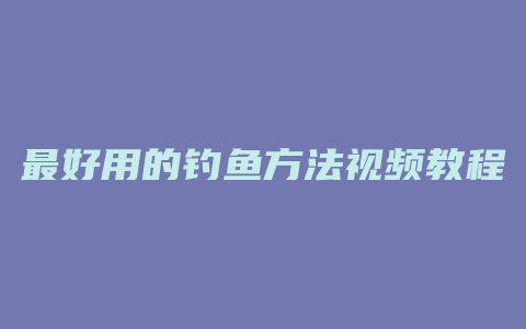 最好用的钓鱼方法视频教程