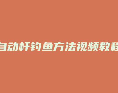 自动杆钓鱼方法视频教程