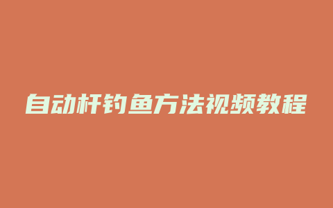 自动杆钓鱼方法视频教程