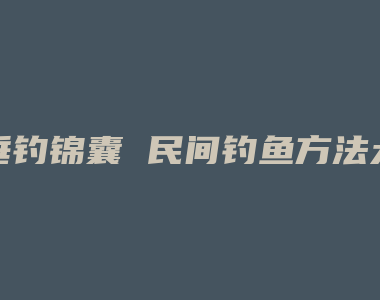 垂钓锦囊 民间钓鱼方法大汇总