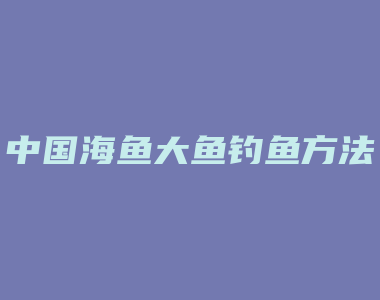 中国海鱼大鱼钓鱼方法