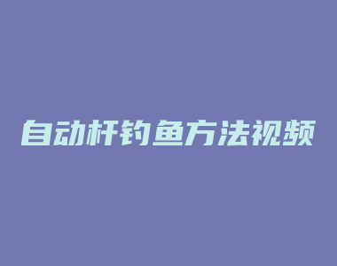 自动杆钓鱼方法视频