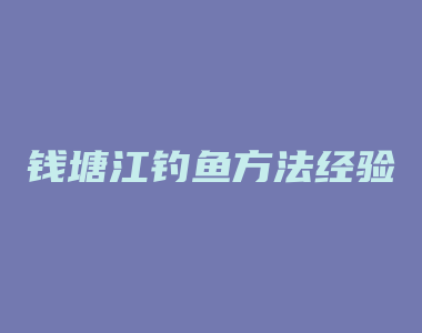 钱塘江钓鱼方法经验