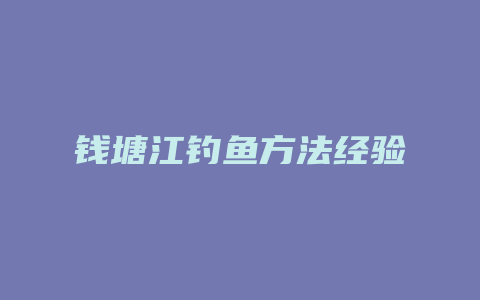 钱塘江钓鱼方法经验