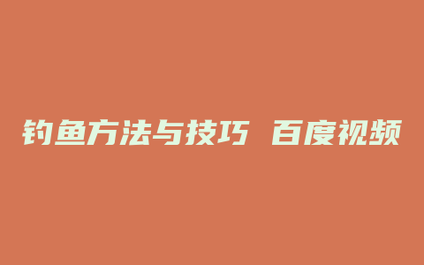 钓鱼方法与技巧 百度视频